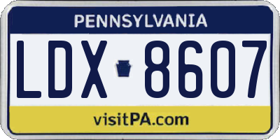 PA license plate LDX8607
