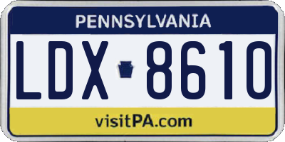 PA license plate LDX8610