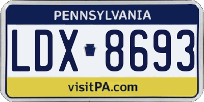 PA license plate LDX8693