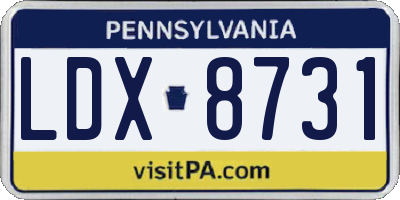 PA license plate LDX8731