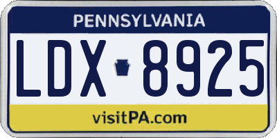 PA license plate LDX8925