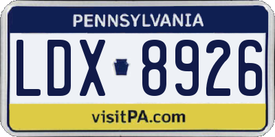 PA license plate LDX8926