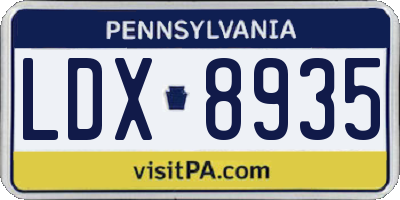 PA license plate LDX8935