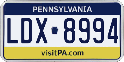 PA license plate LDX8994