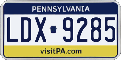 PA license plate LDX9285