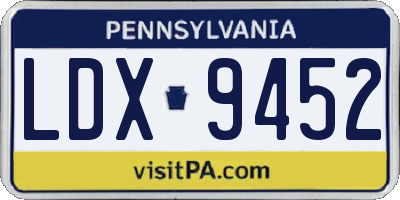 PA license plate LDX9452
