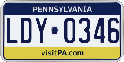 PA license plate LDY0346
