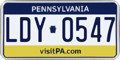 PA license plate LDY0547