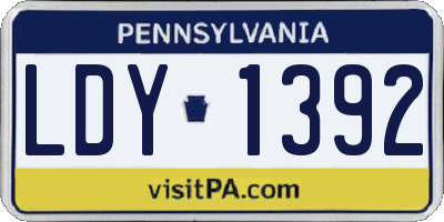 PA license plate LDY1392