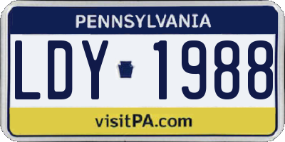 PA license plate LDY1988