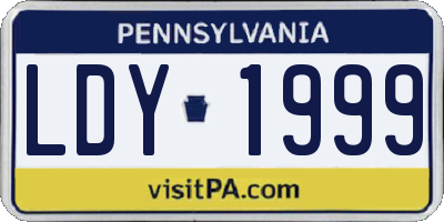 PA license plate LDY1999