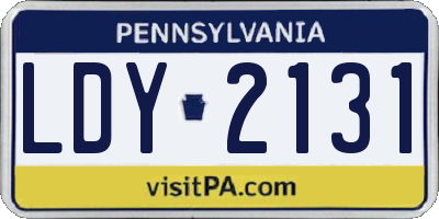 PA license plate LDY2131