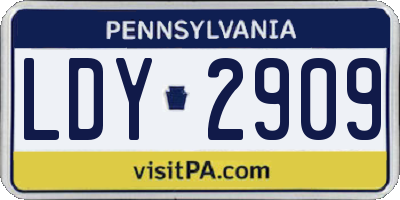 PA license plate LDY2909