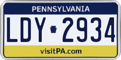 PA license plate LDY2934