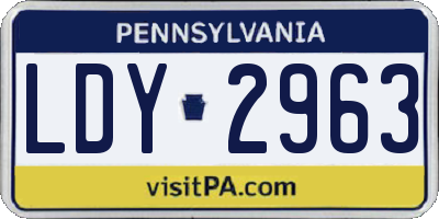 PA license plate LDY2963