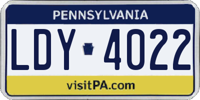 PA license plate LDY4022