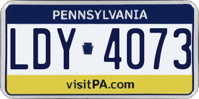PA license plate LDY4073