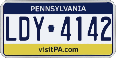 PA license plate LDY4142