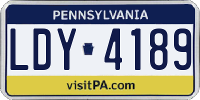 PA license plate LDY4189