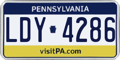 PA license plate LDY4286
