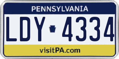 PA license plate LDY4334