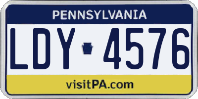 PA license plate LDY4576