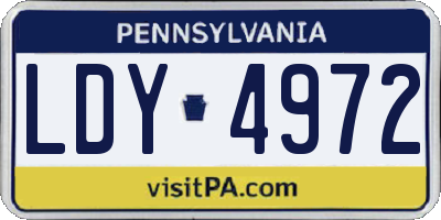 PA license plate LDY4972