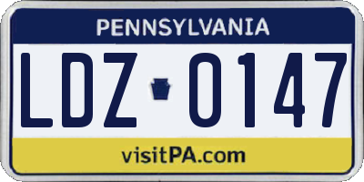 PA license plate LDZ0147