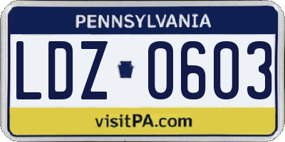 PA license plate LDZ0603