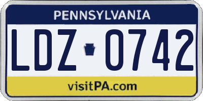 PA license plate LDZ0742