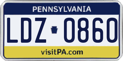 PA license plate LDZ0860