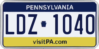 PA license plate LDZ1040