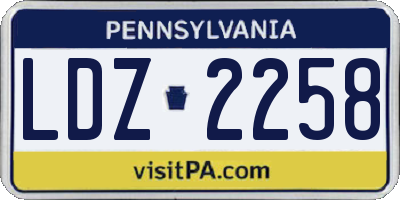 PA license plate LDZ2258