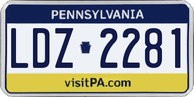 PA license plate LDZ2281