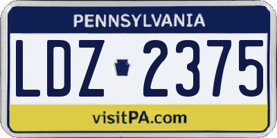 PA license plate LDZ2375
