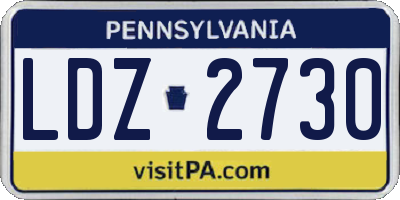 PA license plate LDZ2730