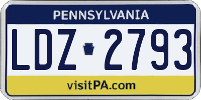 PA license plate LDZ2793