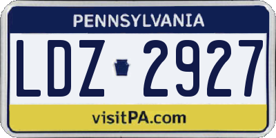 PA license plate LDZ2927