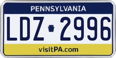 PA license plate LDZ2996