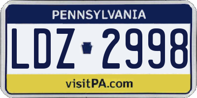PA license plate LDZ2998