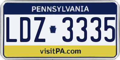 PA license plate LDZ3335