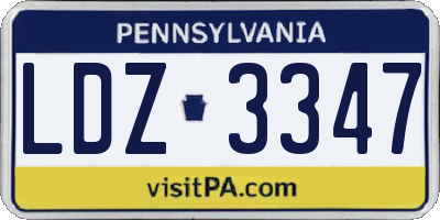 PA license plate LDZ3347