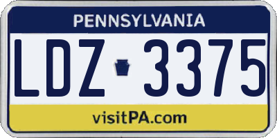 PA license plate LDZ3375