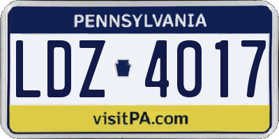 PA license plate LDZ4017