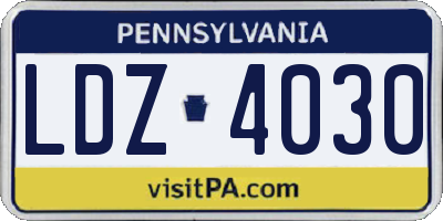 PA license plate LDZ4030