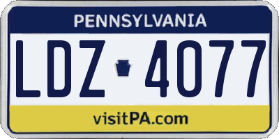 PA license plate LDZ4077