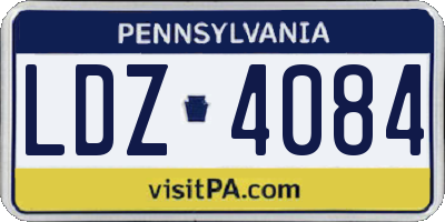 PA license plate LDZ4084