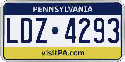 PA license plate LDZ4293