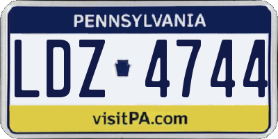 PA license plate LDZ4744