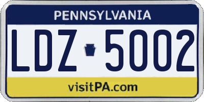 PA license plate LDZ5002